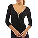 Produktbild Bluse Damen,Binggong Womens Sexy Zipper Shirt Langarm Freizeithemd Tops Damen Bluse Reizvoller V-Ausschnitt Bequem T-shirt Hemd Frau Mode Lässiges Einfarbiges Shirt (L, Schwarz)