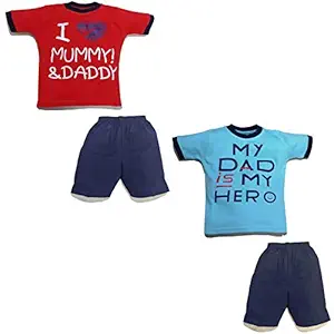 Jusfab Kids Infant wear Tshirt Pant Combo Pack of 2 Set for 6 Months to 1 Year Baby Boy Girl Pure Cotton-Printed Multicolour