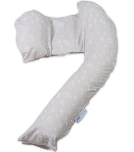 Dreamgenii - Almohada para maternidad y lactancia almohada Floral Cotton Grey/White