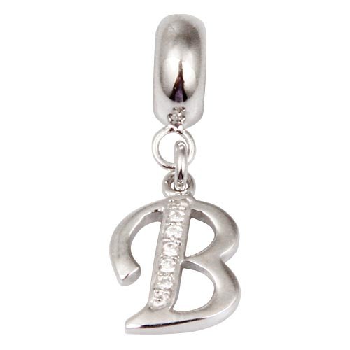 Fantasticharm fits Pandora BraceletGenuine 925 Sterling Silver Letter Beads Initial A-z Dangle Alphabet Crystal Charm Fits European Bracelet Necklace