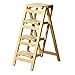 Produktbild Klappbarer 4 Tritt-Tritt-Hocker/Leiter/Stuhl Tragbare Treppe für den Hausgebrauch Mehrzweck-Pflanzständer Library Ladder Maximale Belastung 150KG(Farbe: Holz Farbe)