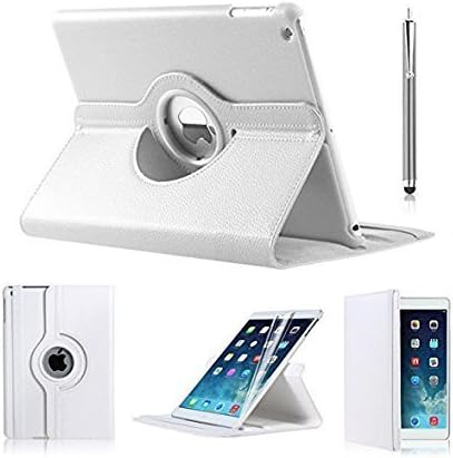iPad 9.7" Case Corner Protection iPad 9.7" 2017 360 Rotating Smart Case Cover Stand for Apple iPad 9.7" 2017 With SCREEN PROTECTOR &amp; STYLUS (White)