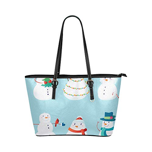 Preisvergleich Produktbild Weißer Schneemann Winter Maskottchen großes weiches Leder tragbarer Handgriff Handhandtaschen Taschen kausale Handtaschen mit Reißverschluss Schulter Einkaufen Geldbeutel Gepäck die Arbeit der Dame