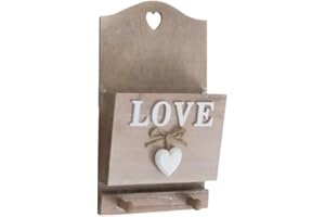 GENERIC Porta lettere in legno naturale shabby chic, con scritta bianca, 26,5 cm, motivo "Home or Love" (Love)