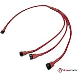 Shakmods 4 pin PWM Fan to 3 ways Y Splitter 60cm Red Sleeved Extension Cable