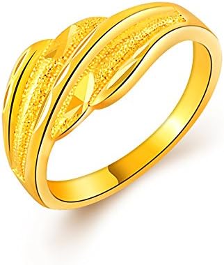 WIBERN 18ct Gold Plated Fashion Women Jewellery Double Stripe Charm Anniversary Finger Ring (P 1/2)