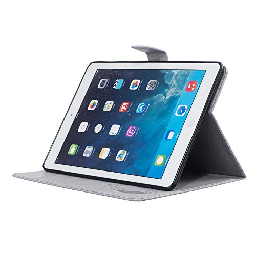 iPad Air Hülle, Deenor Stilvoll 3D Drucken Feather und Vögel Serie Brieftasche Tasche PU Leder Flip Protective Stand Tasche Schutzhülle Hülle für Apple iPad Air (2013 Version).[Feather-Grey] - 6