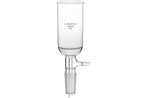 Labasics Borosilicate Verre Entonnoir Filtrant Buchner avec Fritte Grossier (G1), 46mm I.D, 80mm Profondeur, Buchner Filtering Funnel avec Joint Standard 24/40 et Tubulation Dentelée Sous Vide, 100ml