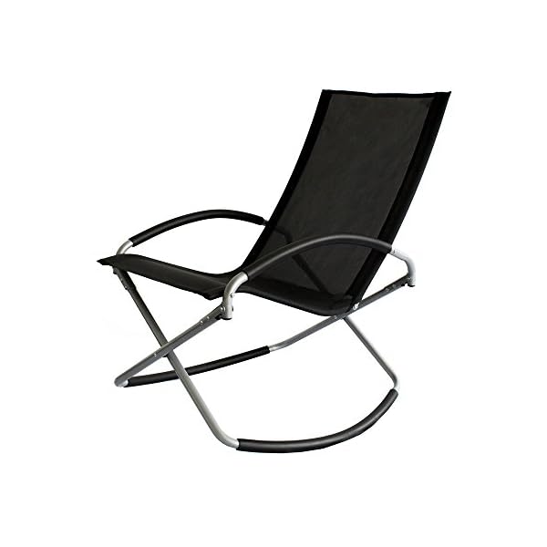 Trueshopping Como Leisure Chair Foldable Black Easy Care Textilene Fabric Rocking Chair Light Convenient Practical and Stylish. Gentle Slight Rocking Motion very relaxing