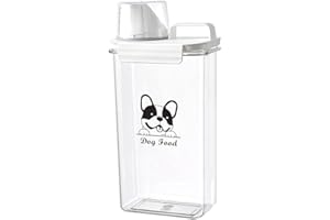 Geyecete Récipient de nourriture pour chien,2.5 L Conteneur Croquette Chien en Plastique Transparent,Boite Croquette Chien Hermétique avec Tasse à Mesurer,Portables idéaux pour Voyages-Sans BPA