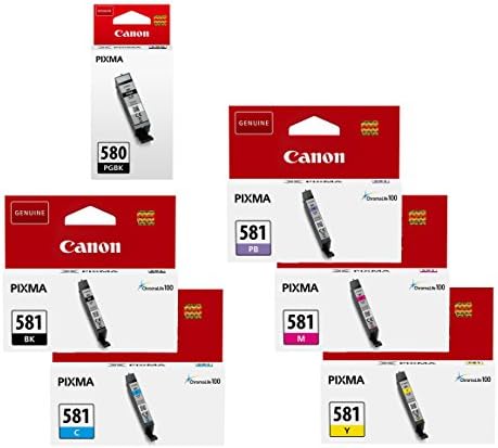 Canon Original Printer Ink Cartridges to 580PGBK/Pump Set of 6 Multipack Black, Pigmentschwarz, Cyan, Fotoblau, Magenta, Yellow (OP2078 °C005)