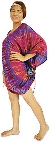 Rosina' s Women Tie Dye Blouse Shirt Bat Wings Sleeves Plus Size (Bat Pink)