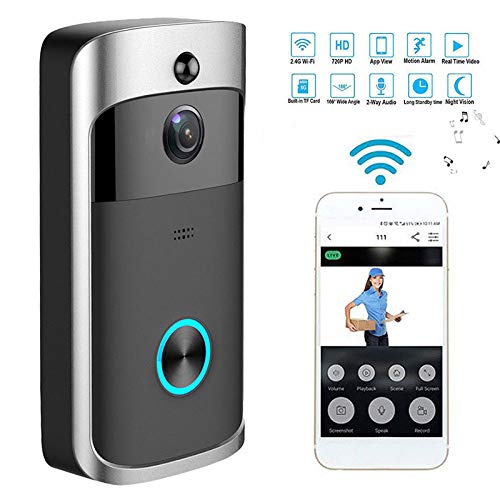 Leoie Wireless WiFi DoorBell Smart Video Phone Door Visual Ring Intercom Secure Camera Gray
