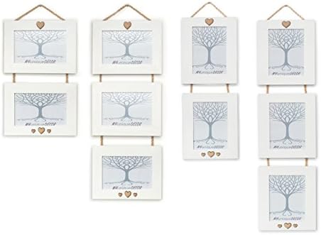 Handmade White Wall Hanging Photo Frames with hearts applied. Triple, double or more. To suit photos 6x4inch or 7x5inch