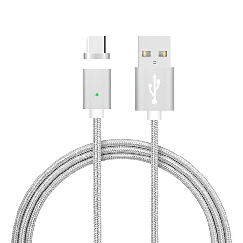 [Update Version]Magnet USB C Kabel auf USB 3.0 A-Lebenslange Garantie-TUOYA Magnetisches USB-C Ladekabel- Fast Charging-Magnetisches Type C Ladekabel Kabel mit LED Statusanzeige für Type C Geräte inklusive dem,Samsung Galaxy S8 ,S8+ OnePlus 3T/3, HTC 10, Nexus 5X, Nexus 6P, Huawei P9, Huawei P9 Plus (Silver)