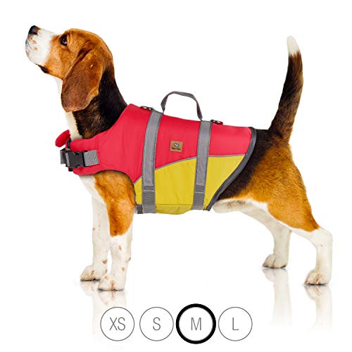 Bella & Balu Schwimmweste für Hunde - Reflektierende Hundeschwimmweste für maximale Sicherheit im und am Wasser beim Schwimmen, Segeln, Surfen, SUP, Bootsausflügen, Kayak und Kanu Fahren (Größe M)