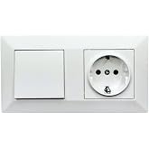 Jandei - Schuko Plug 2P+T 16A and Switch Switch, 230V, Elegant Interior Wall Decoration, Easy to Install, Includes Frame and