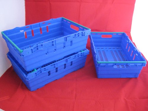 The Hill Company5 New Blue/Green Stack Removal Storage Crate Box Container 35L