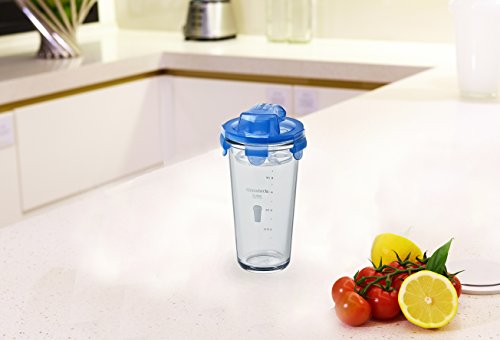 Glasslock (2x PC-318-ML, 2x 450ml) Blau, Frischhaltedose aus Glas – Shaker Typ - 4