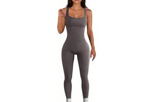 Rongseng Jumpsuit Femme Combinaison Moulante Femme Combinaison Sans Manches Bodysuit Col Carré Vetement De Sport Côtelé Une Pièce Jumpsuit Pour Gym Sports Fitness Club