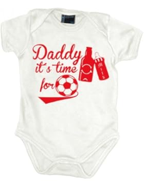 Daddy its time for football Babybody kurzarm rotprint