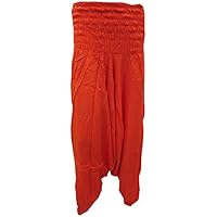Mogul Interior Women's Alladin Pants Orange Boho Hippy Chic Indie Harem Yoga Pant