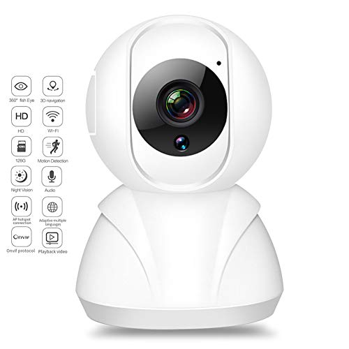 Preisvergleich Produktbild LAYZYX WiFi-Netzwerkkamera, 1080P HD Wireless Home Surveillance-Überwachungskamera, 360-Grad-Ansicht, Cloud-Service / Infrarot-Nachtsicht / Bewegungserkennung / Zwei-Wege-Audio / Pan / Tilt / Babyphone