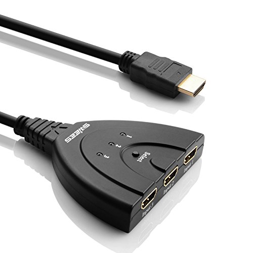 Swees 3D Ready Full HD 1080p HDMI Switch (flexibel) – 3 Port Umschalter Switcher | 3 x IN / 1 x OUT | Dolby True HD – Schwarz - 3