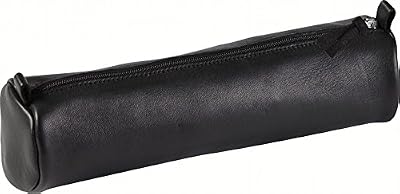 ClaireFontaine - Réf 8320C - Une Trousse Ronde Diamètre 5,5 cm x 21 cm en Cuir NOIR vendu à l'Unité