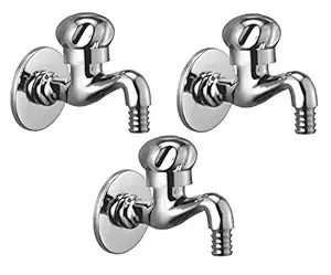 Oleanna Omnnbc_set3 Moon Brass Nozzle Bib Cock (Silver, Chrome Finish, Pack of 3)