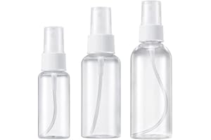 PUBIAO Sprühflasche klein 3 Stück Sprühflasche (30ml 60ml 80ml) Plastik Leer Transparente Feinen Nebel Zerstäuber Flaschen Tragbares Reiseflaschen Set für Wasser Alkohol Parfüm pumpflasche