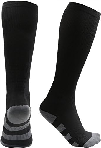 Compression Socks for Men &amp; Women, Graduated Compression Stockings for Running, Cycling, Basketball, Flight, Nurse, Maternity Pregnancy, Plantar Fasciitis, Boost Stamina, Circulation(Black, L/XL)