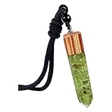 Mookaitedecor Peridot Olivine Crystal Point Pendent Necklace For Women Men, Reiki Healing Chakra Pendulum For Dowsing Divination, Quartz Chips Stone With Resin