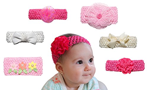 Preisvergleich Produktbild 6x Stirnband Baby – Haarband Schleife Pinkelparty Geschenk – Perfekt für Neugeborene und Zwillinge – Baby Kleidung