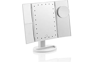 InnovaGoods® Miroir grossissant avec LED 4 en 1 Ledflect, Parfait pour Le Maquillage, Les Soins de la Peau et Autres tâches, avec 4 Niveaux de grossissement différents, lumière LED et Design Compact