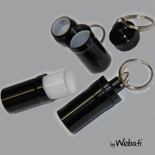 Preisvergleich Produktbild Schlüsselanhänger, großer Behälter SCHWARZ, zB als Pillendose,Geldscheine,Teststreifen,T...