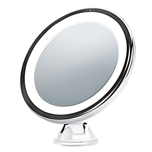 LiSmile LED Kosmetikspiegel Beleuchtet mit 7 facher Vergrößerung und Saugnapf-Grundplatte, einstellbare Helligkeit, 360 Grad drehbares, tragbares & kompaktes Design, schnurloser, batteriebetriebener Make up Spiegel