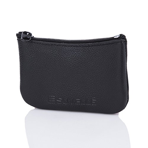 Suvelle WP470, monedero de cuero con cremallera, el regalo perfecto para hombres Negro negro Small