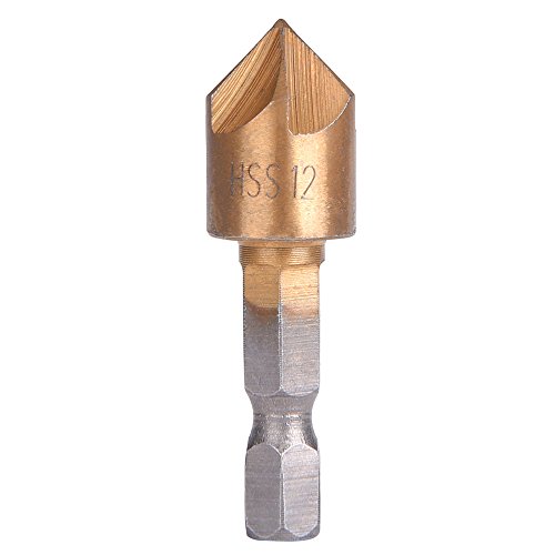 HSS Senker 6 tlg 5 Flöte Senker Sechskant 90 Grad Kegelsenker Satz Ø 6,35 6mm / 8mm / 9mm / 13mm / 16mm / 19mm Versenkbohrer - 5