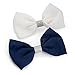 Pair of Large White and Navy Glitter Centre Bow Hair Beak Clips Slides