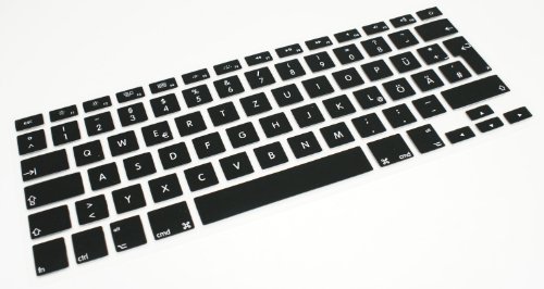 Akkupanda (deutsches Tastaturlayout, QWERTZ) Farbe Schwarz Tastatur Silikon Skin Cover für Apple MacBook Air (13) und Macbook Pro (13, 15, 17) Zoll Laptop-Computer