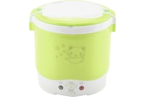 DAMOHONY Olla Arrocera de Viaje Mini Portátil 24V Para Coche, 100W 1.0L Mini Olla Arrocera de 2 Tazas, Olla Interior Antiadherente de Acero Inoxidable, para Cocinar Sopa, Guisos, Cereales y Avena (Verde)