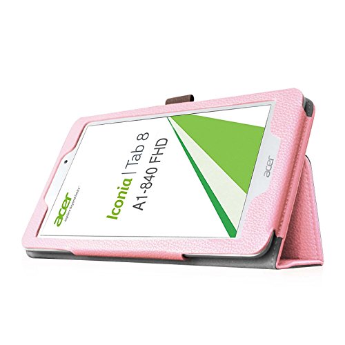 Fintie Acer Iconia Tab 8 A1-840 FHD Hülle – Hochwertige Kunstleder Slim Fit Stand Case Cover Schutzhülle Tasche Etui für Acer Iconia A1-840 FHD (8 Zoll) Tablet, Rosa - 5
