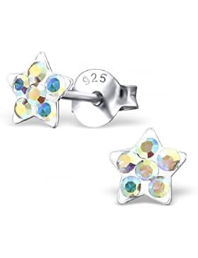 Kinder Silber Stern Kristall Ohrstecker
