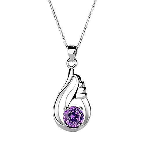 Twinmond Collier pour femme en argent sterling 925 avec pendentif en oxyde de zirconium violet