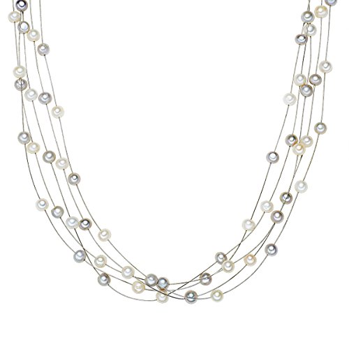 Valero Pearls Classic Collection Damen-Kette Hochwertige Swasser-Zuchtperlen in ca. 6 mm Oval wei / grau 925 Sterling Silber 43 cm 400320 Valero Pearls Classic Collection Damen-Kette Hochwertige Swasser-Zuchtperlen in ca. 6 mm Oval wei / grau 925 Sterling Silber 43 cm 400320