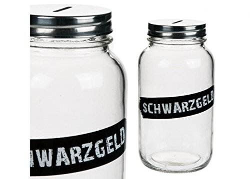 Preisvergleich Produktbild Spardose Schwarzgeld im Sparglas Einmachglas Design mit Metallschraubverschluss 1 Stück
