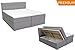Produktbild Boxspringbett ka-line® 180x200cm Hellgrau H3 mit Knöpfen Stauraum Bettkasten Comfortbox Füßen Polsterbett Premium Hotelbett Bett amerikanische Doppelbett Luxus Komfort