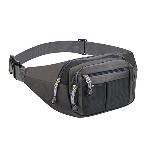 Riñonera Running Lona para Hombre y Mujer, TTMOW Riñonera Cinturón Deportivo Multifuncional con 4 Cremalleras Bocas, Perfecto para Viajar, Comprar, Encalada, Caminar con el Perro, Correr, Ciclismo
