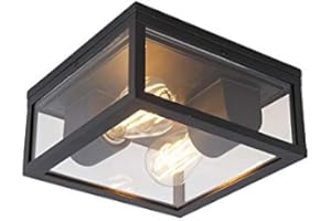 Qazqa - Industrialna lampa sufitowa czarna IP44 - Charlois - E27 | 2 światło - Aluminium - Odpowiednie dla Łazienka,Oświetlenie zewnętrzne